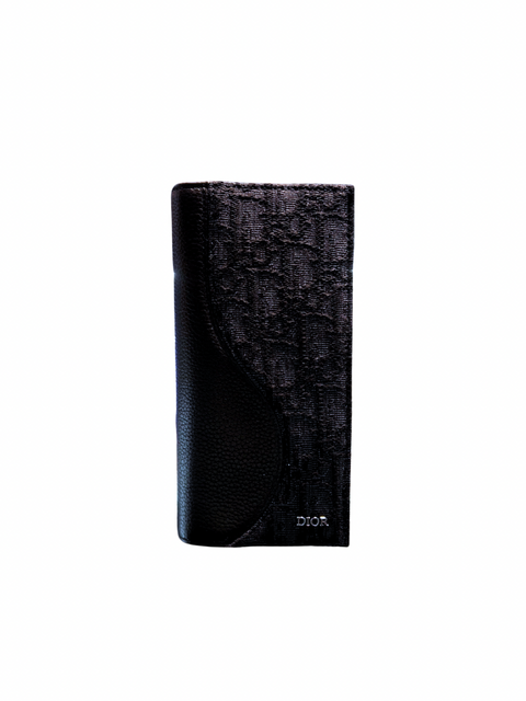 Christian Dior Oblique Jacquard & Leather Black Long Wallet