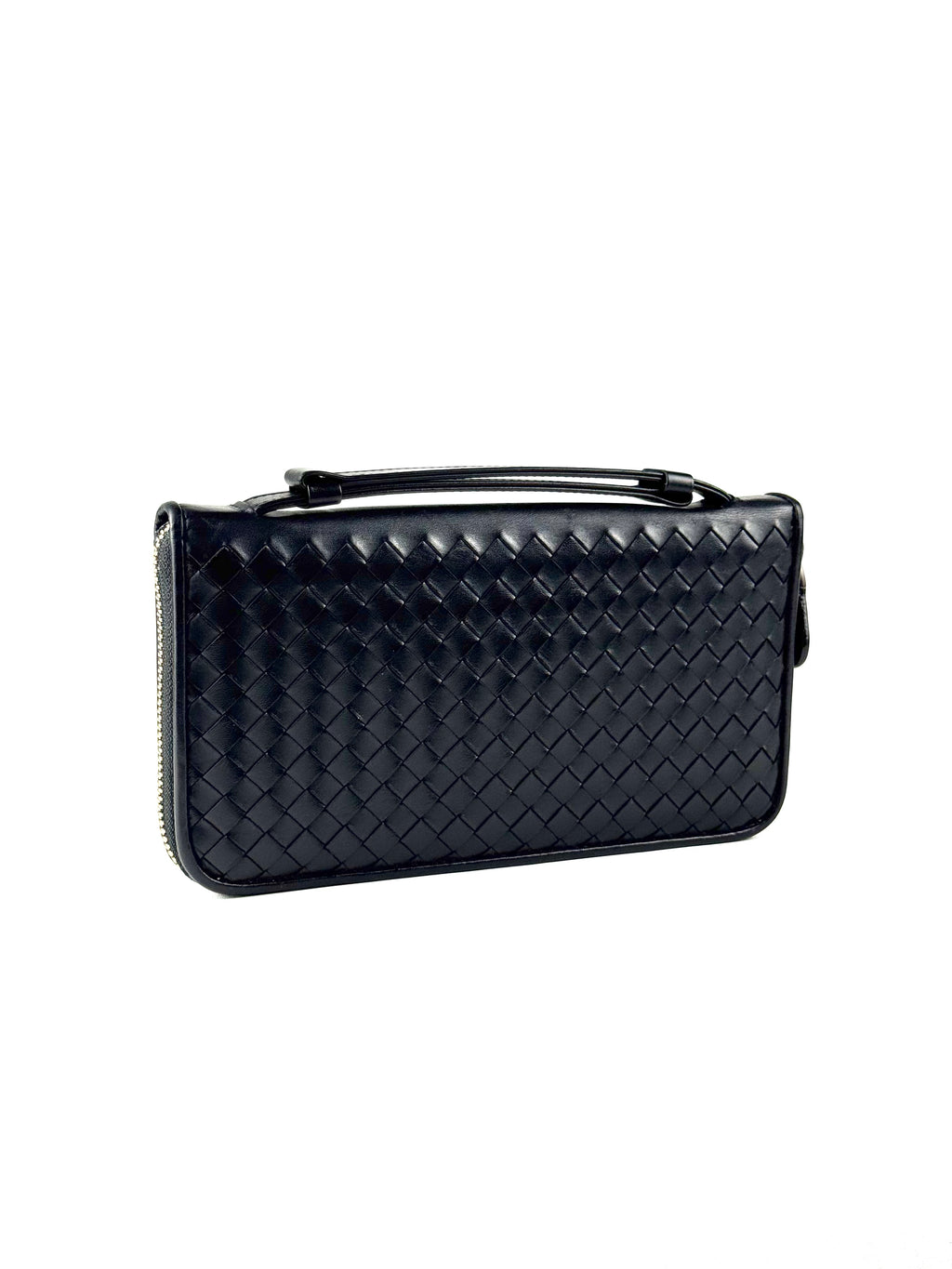 Bottega Veneta Intrecciato Black Zippy Travel Wallet