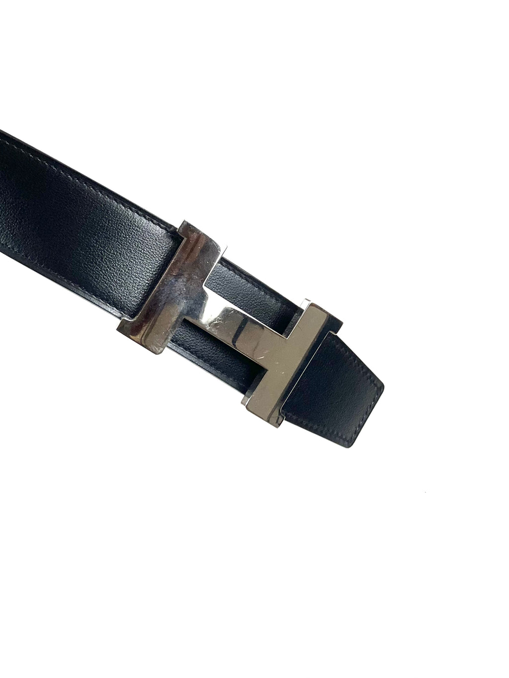 Hermes Constance H Silver Buckle Reversible Grey Belt