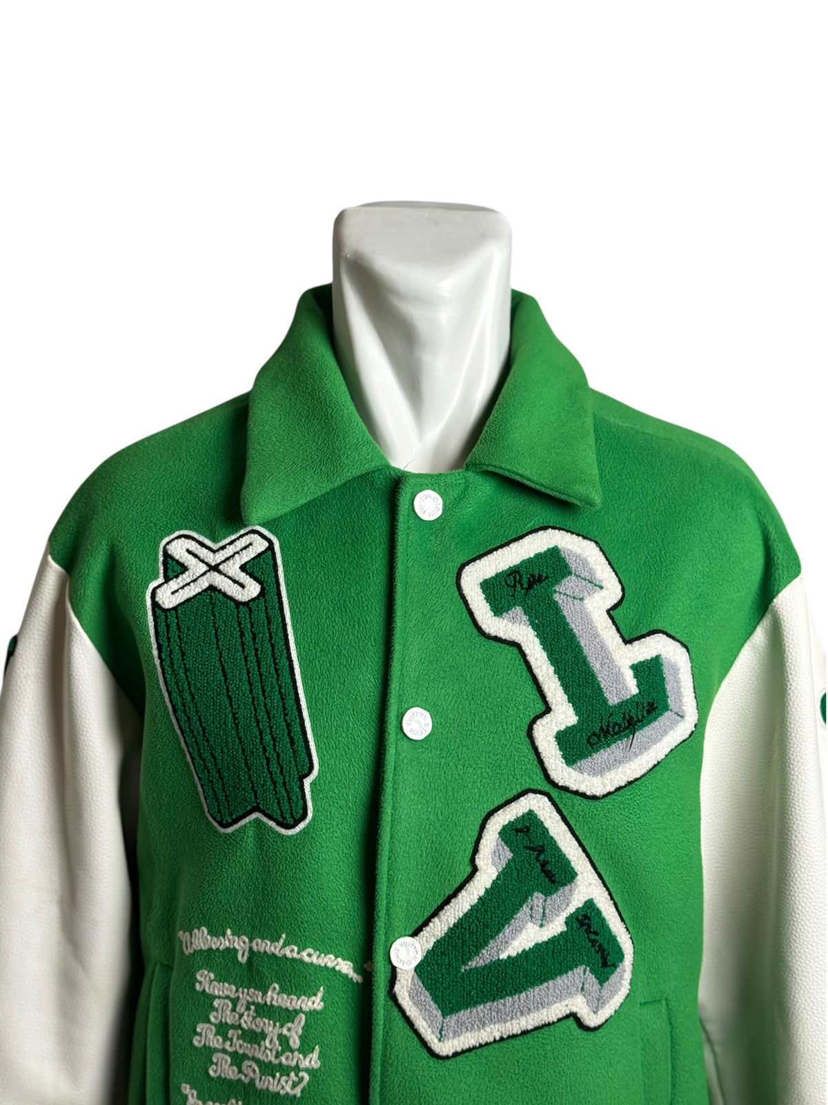 Louis Vuitton Green Wool Varsity Leather Jacket