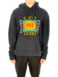 Gucci GG Distressed Logo Black Hoodie