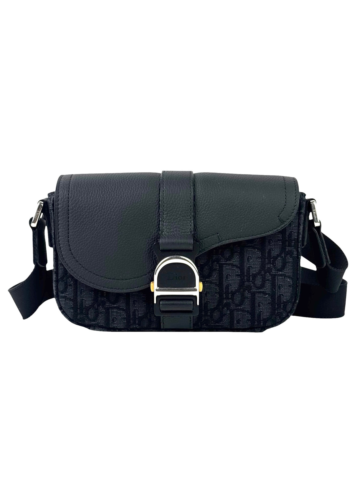 Christian Dior Heritage Saddle Grain Leather & Oblique Jacquard Slingbag