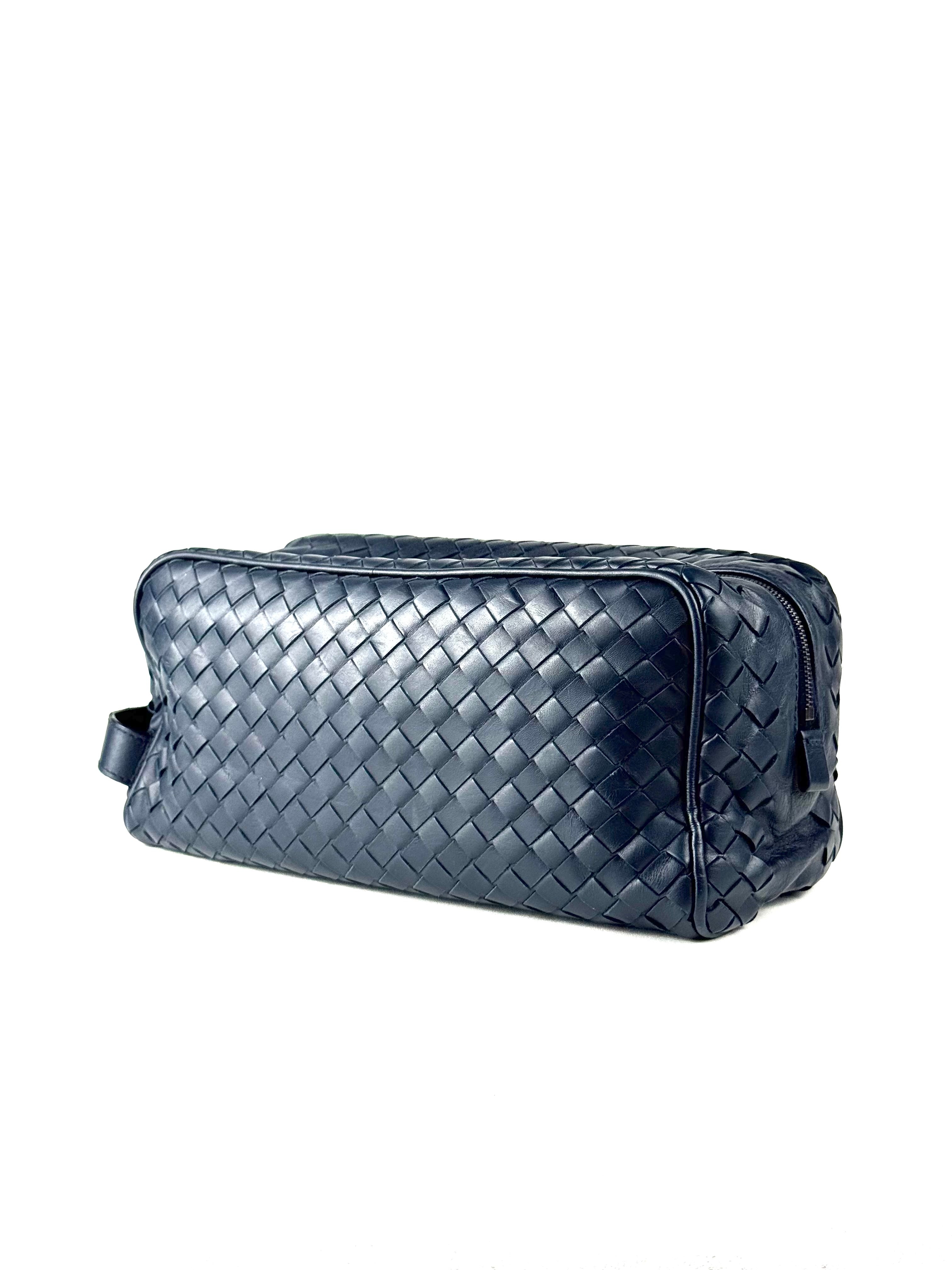 Bottega Veneta Intrecciato Navy Toiletry Pouch