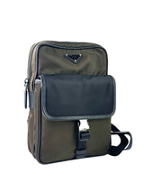 Prada Triangle Logo Tessuto Nylon Green & Black Slingbag 2