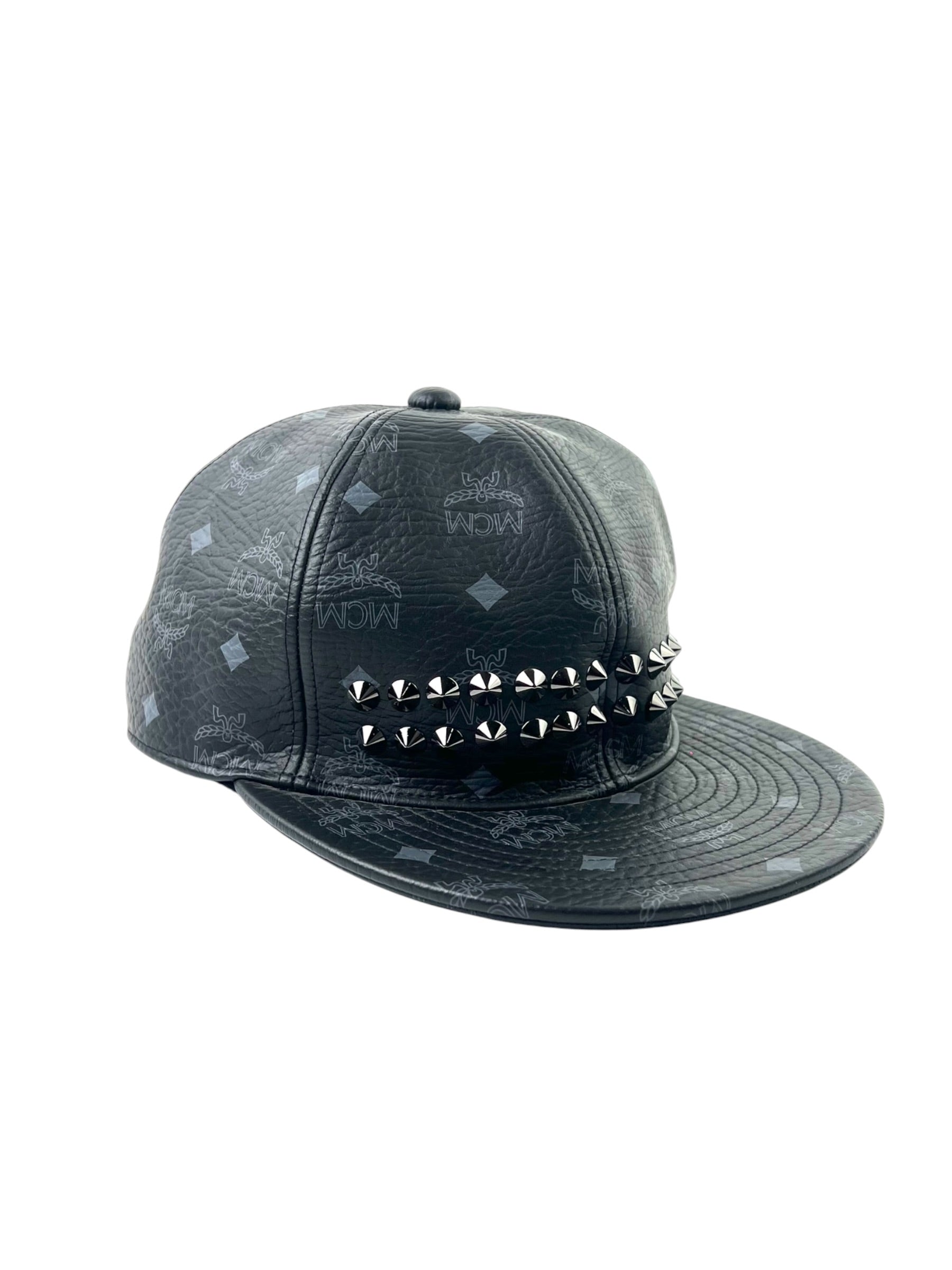 MCM Studs Visetos Leather Cap