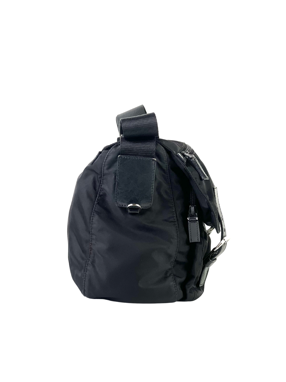 Prada Nylon Black Triangle Logo Messenger Bag