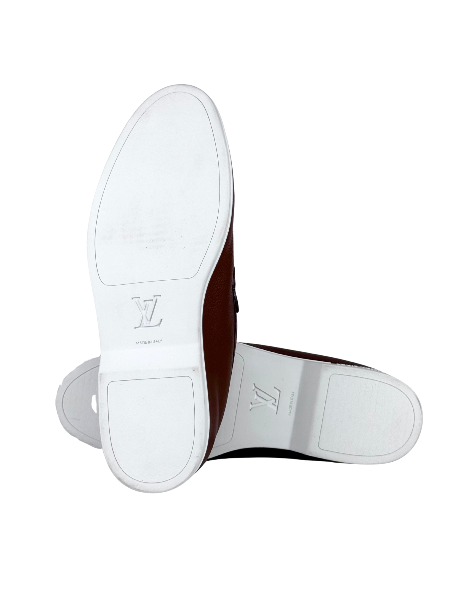 Louis Vuitton Estate Logo Brown Leather Loafers