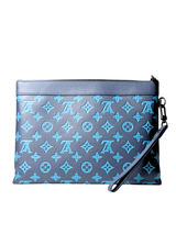 Louis Vuitton Shadow Monogram Blue Embossed Pochette To-Go Clutch 4