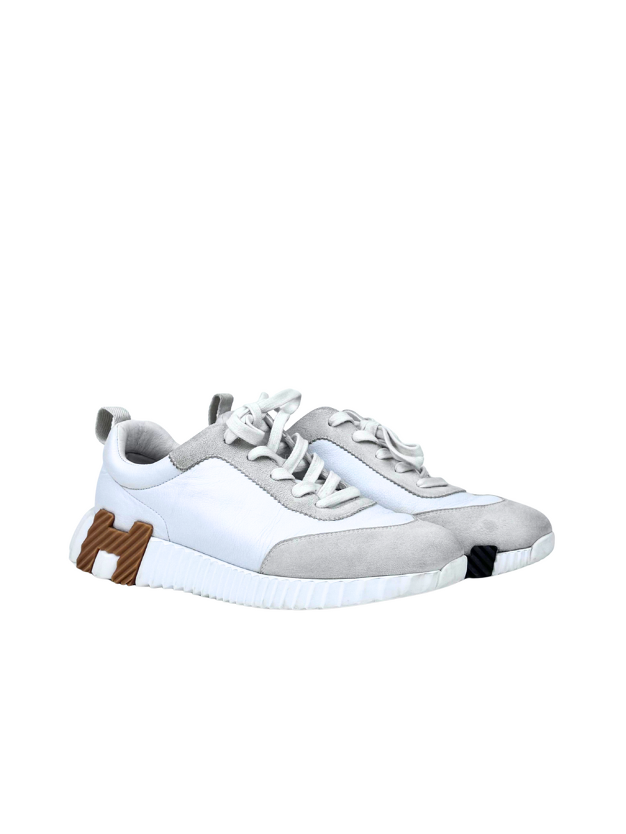 Hermes Bouncing White Leather Sneakers