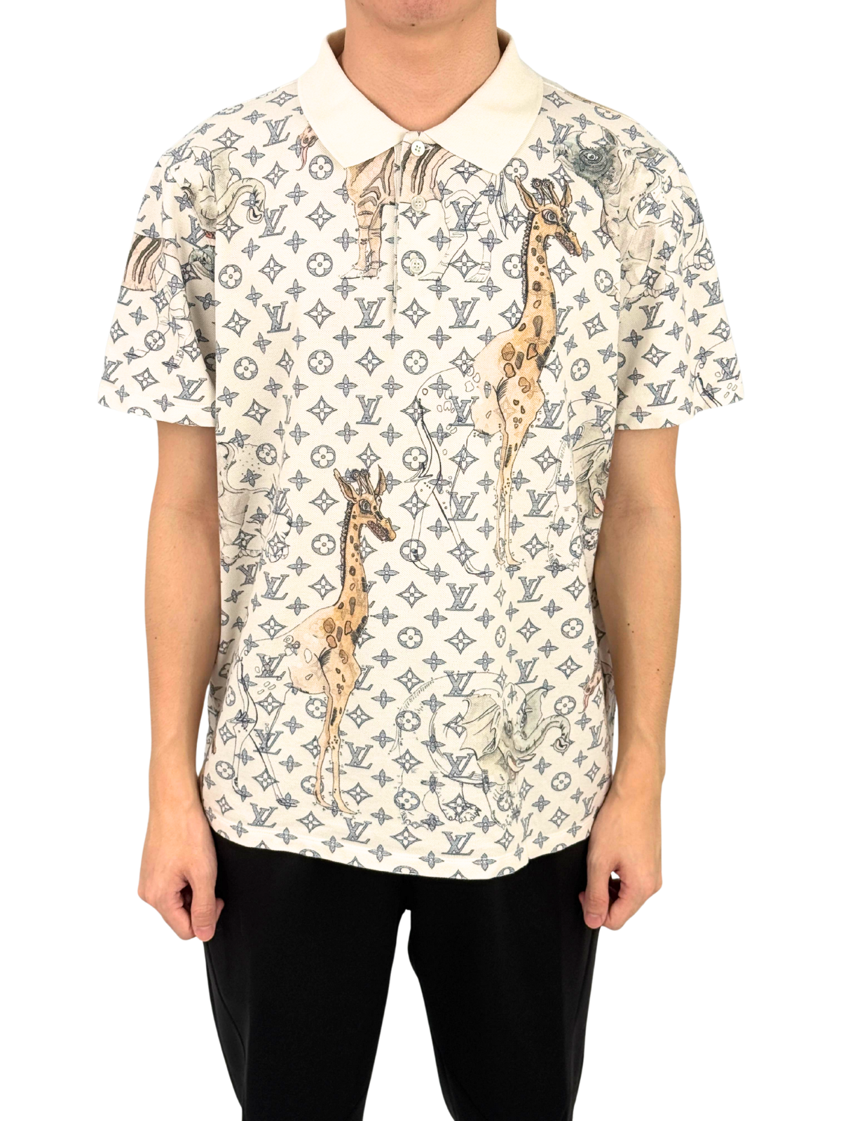 Louis Vuitton x Chapman Brothers Monogram White Polo Shirt
