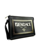 Fendi x Versace Leather Logo Black Clutch 2