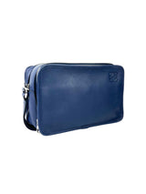 Loewe Double Zipper Leather Blue Pouch 2