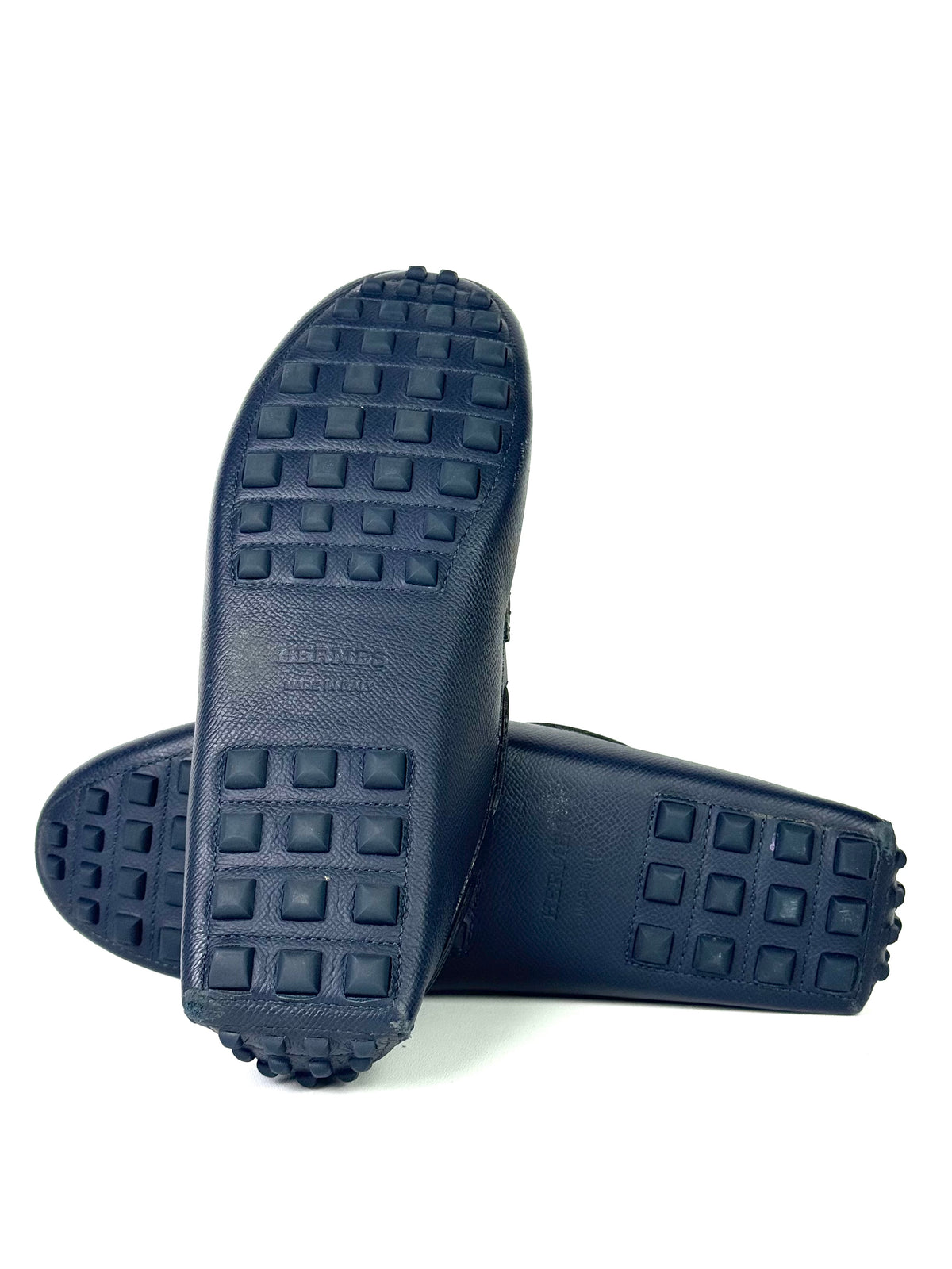 Hermès Irving Navy Leather Loafers