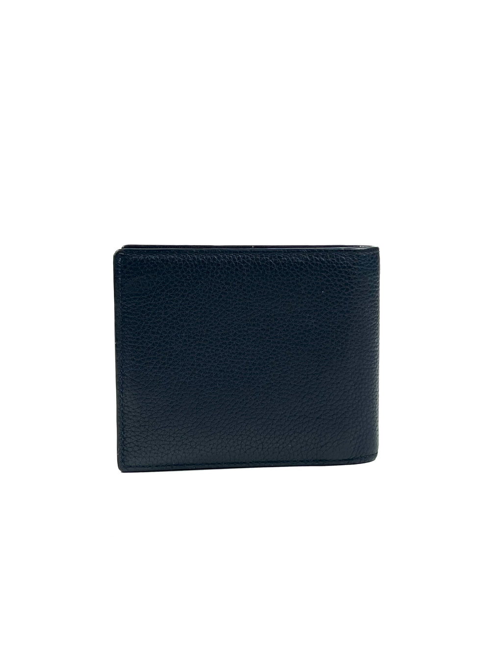 Christian Dior Icon Logo Bifold Grained Leather Calfskin Navy