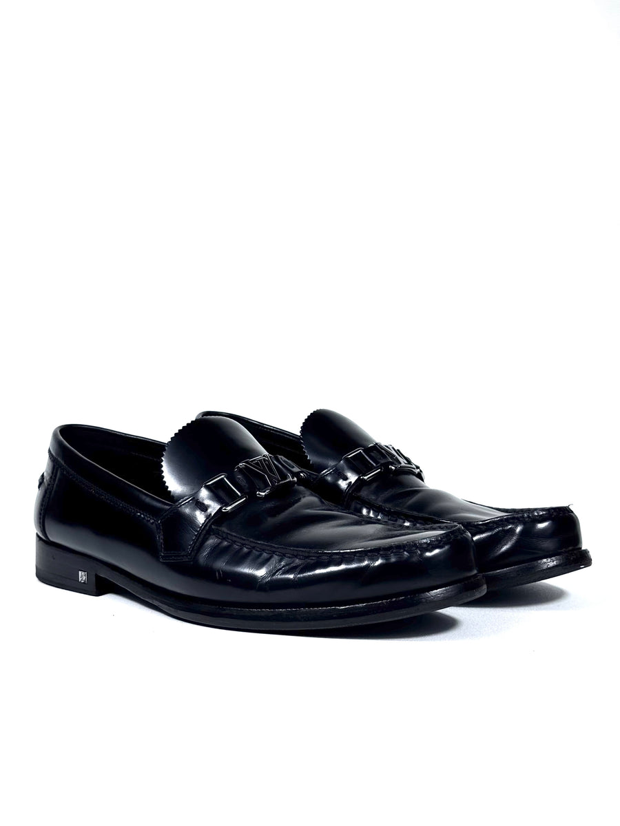 Louis Vuitton Black Patent Major Loafers