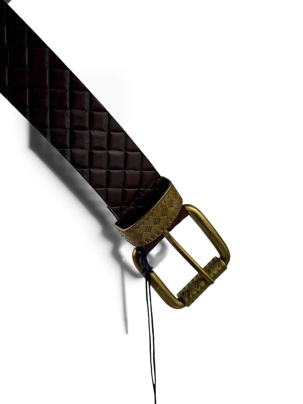 Bottega Veneta Gold Buckle Embossed Leather Belt