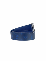 Louis Vuitton Initial Logo Taiga Blue Monogram Reversible Belt 2
