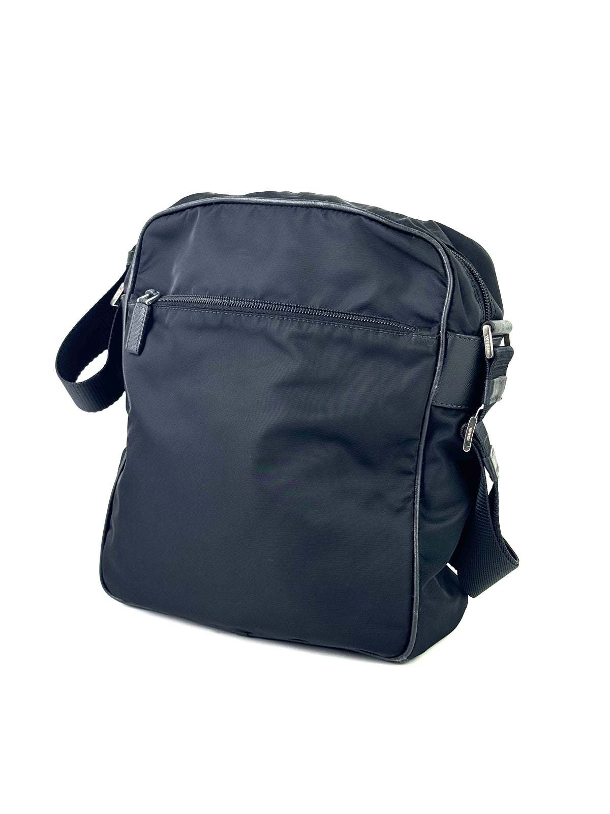 Prada Triangle Logo Nylon Black Messenger Bag
