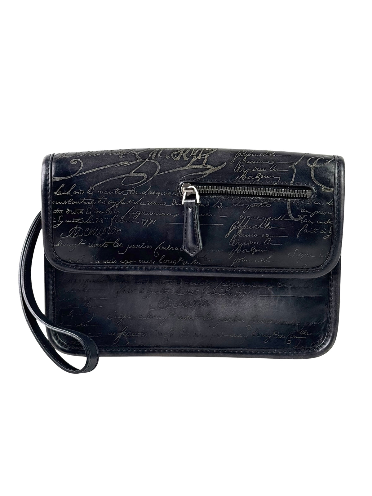 Berluti Scritto Grey Flap Clutch