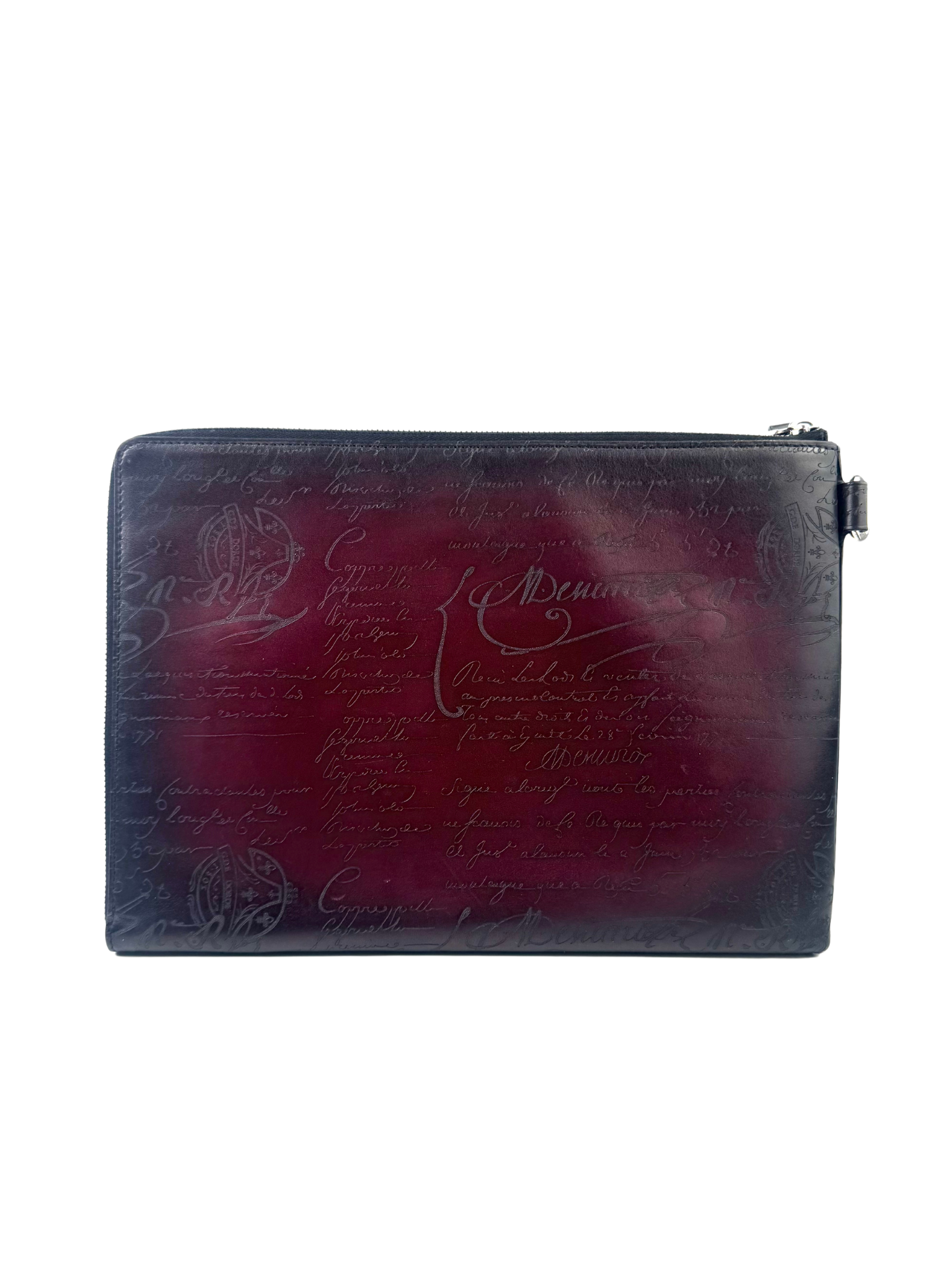 Berluti Scritto Nino GM Red Salmon Clutch