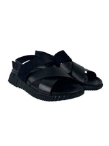 Hermès Electric Black Leather Suede Sandals 1