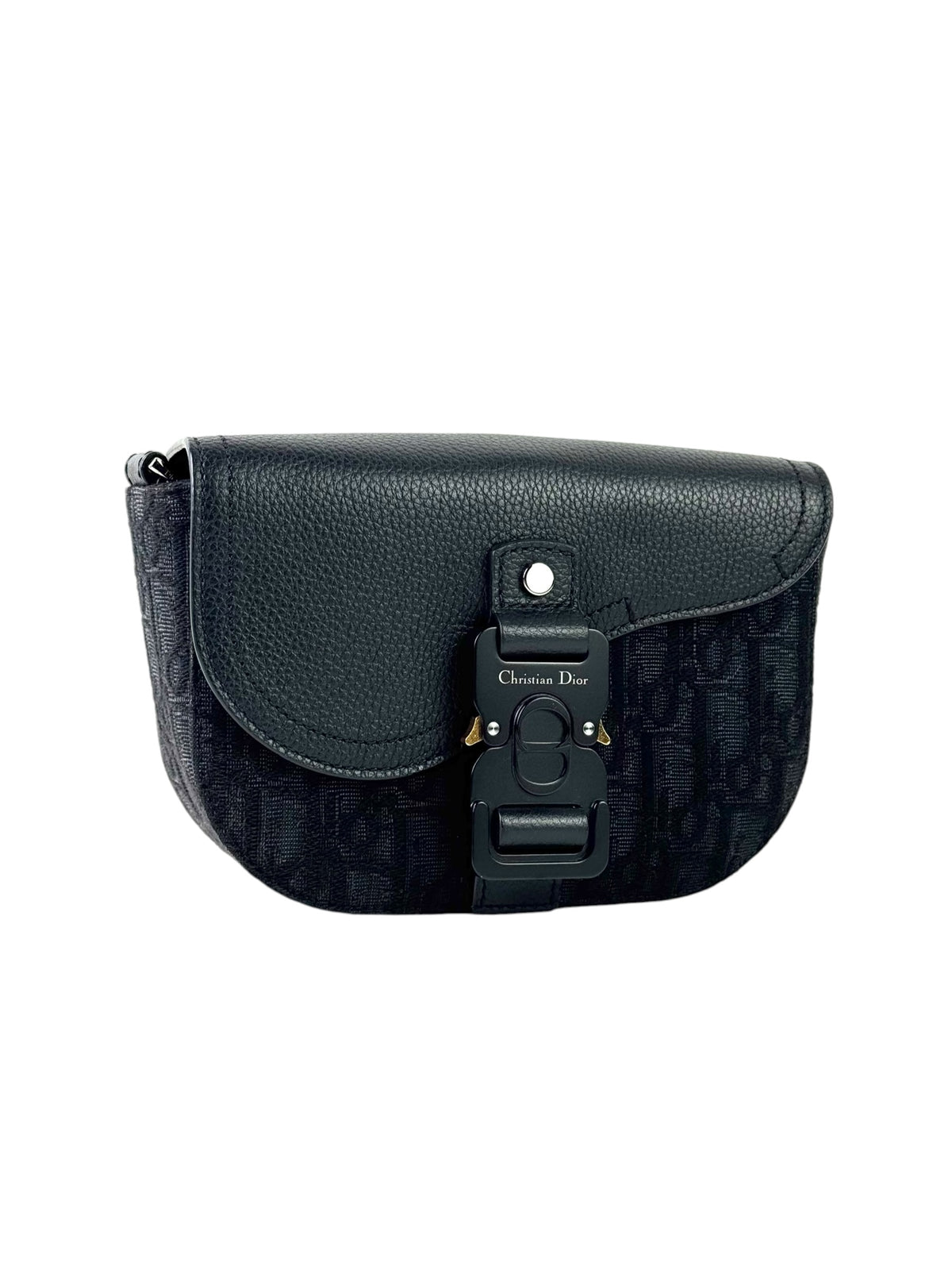 Christian Dior Black Oblique Jacquard Mini Saddle Messenger Bag