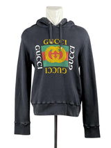 Gucci GG Distressed Logo Black Hoodie 1