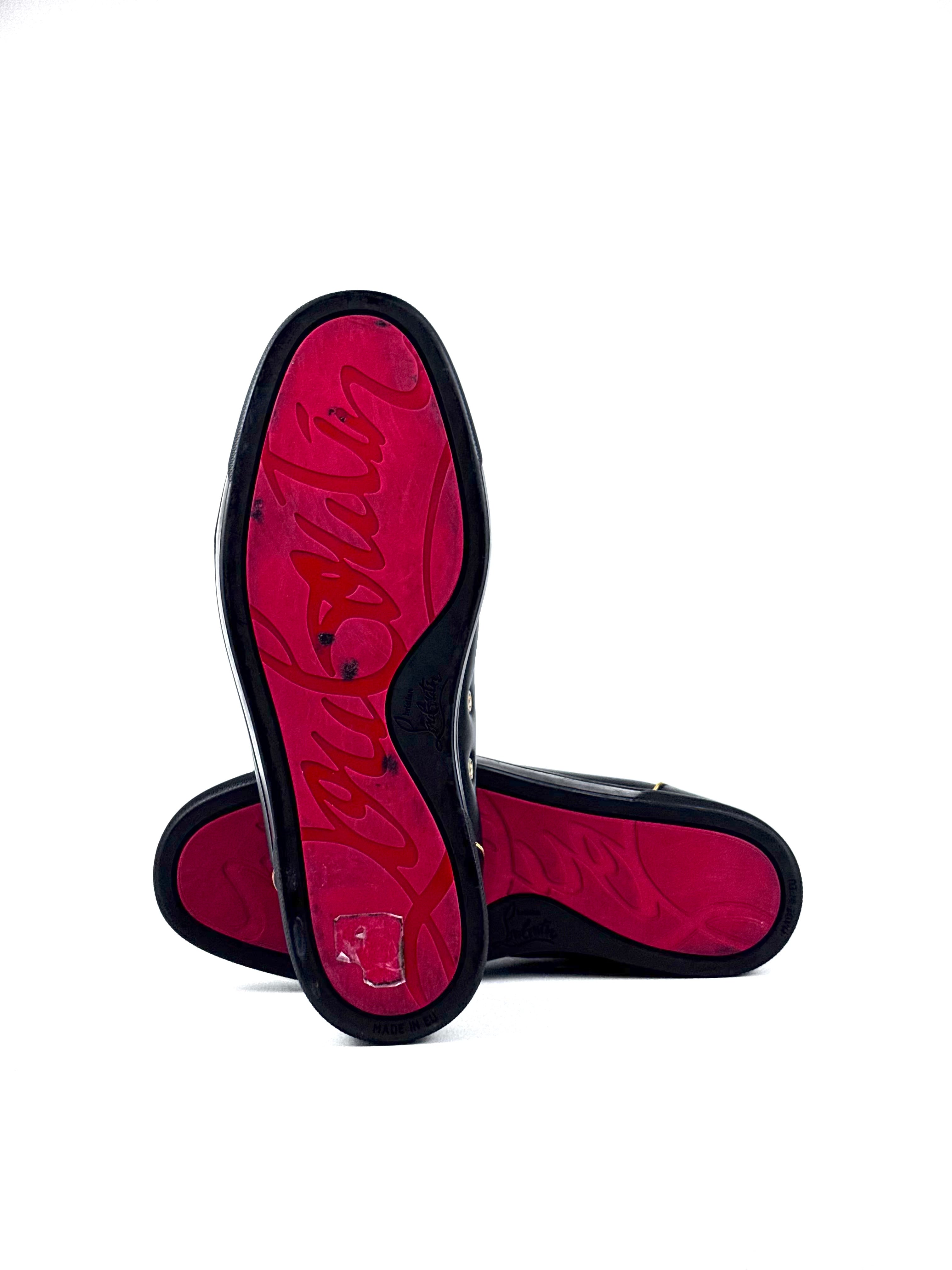 Christian Louboutin Junior Spike Calf Leather Gold Studs Sneakers