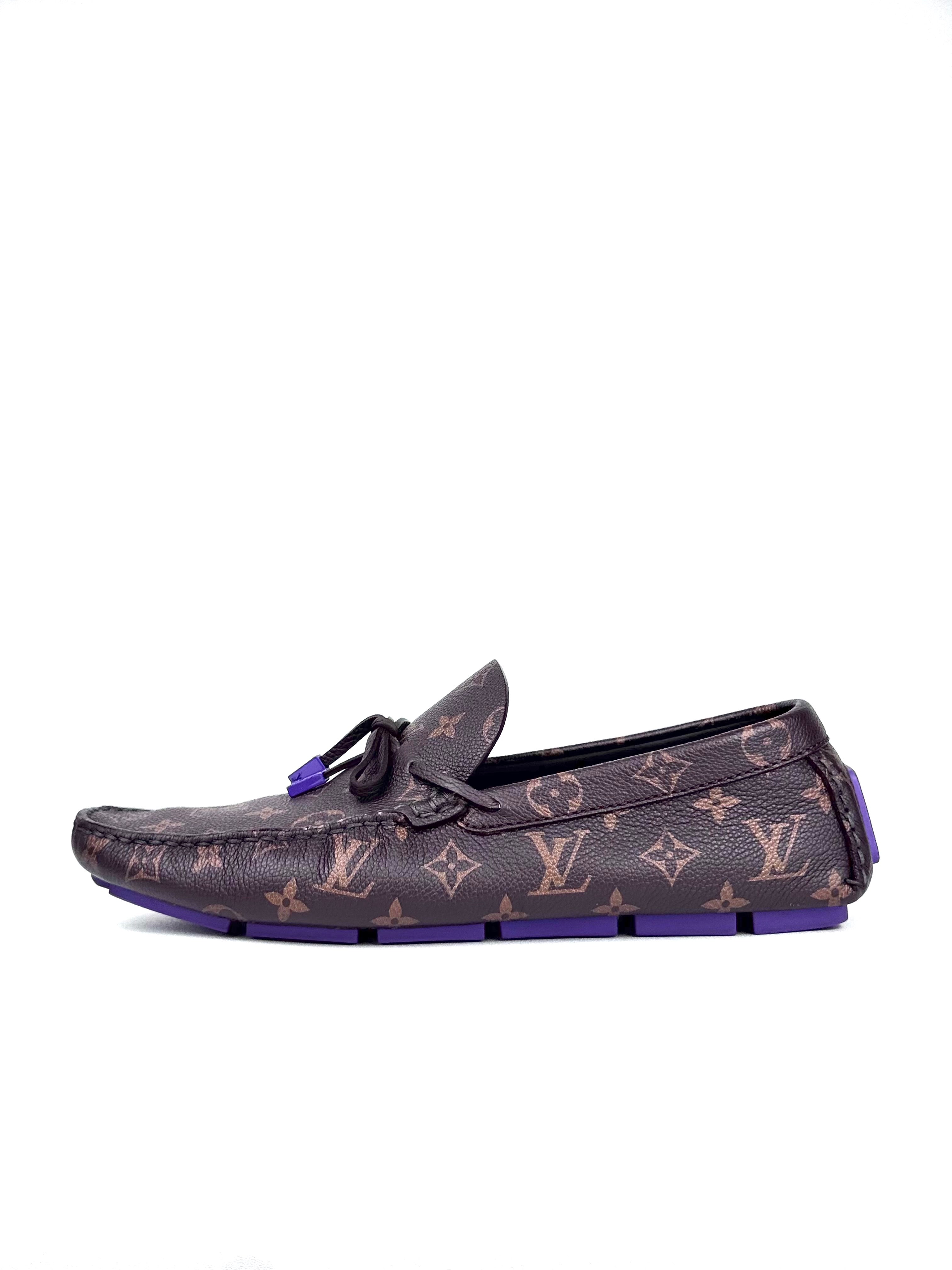Louis Vuitton Monogram Brown Racer Leather Moccasins