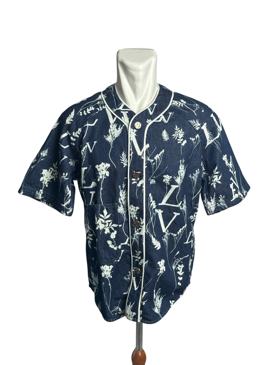 Louis Vuitton Leaf Denim Baseball Shirt
