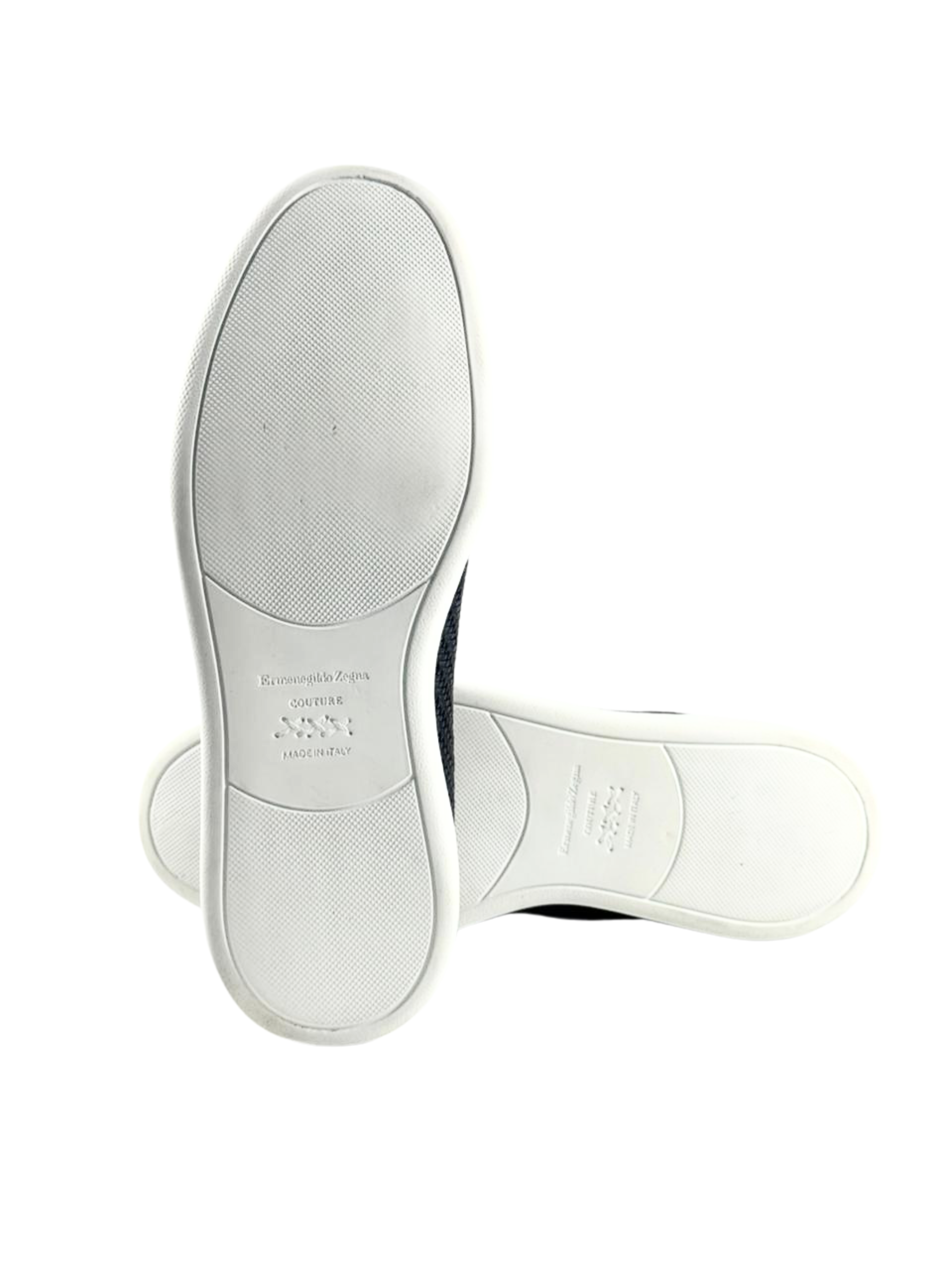 Zegna Triple Stitch Dark Blue Woven Pelletessuta Slip On