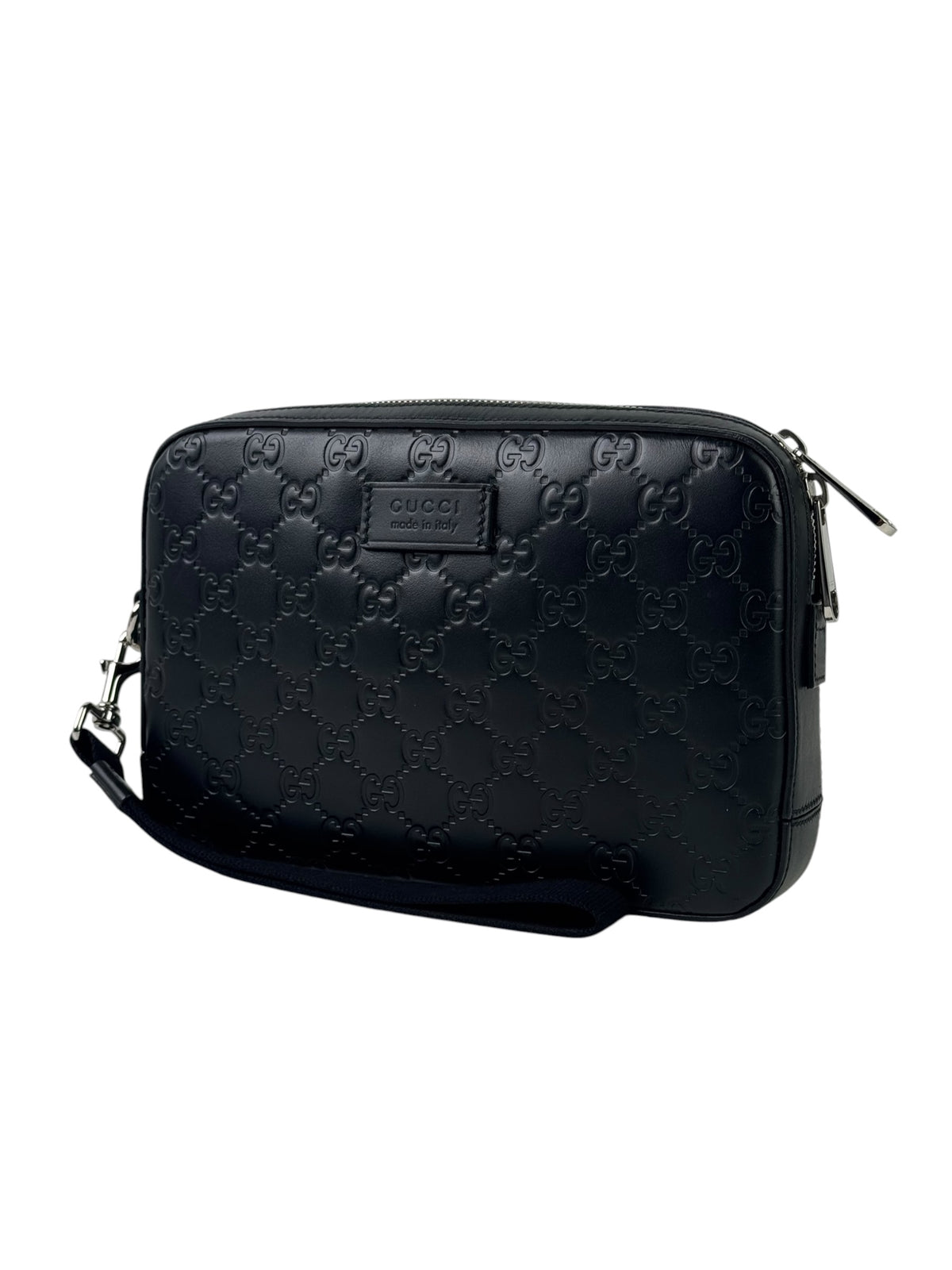 Gucci Guccissima Black Pochette With Wristlet