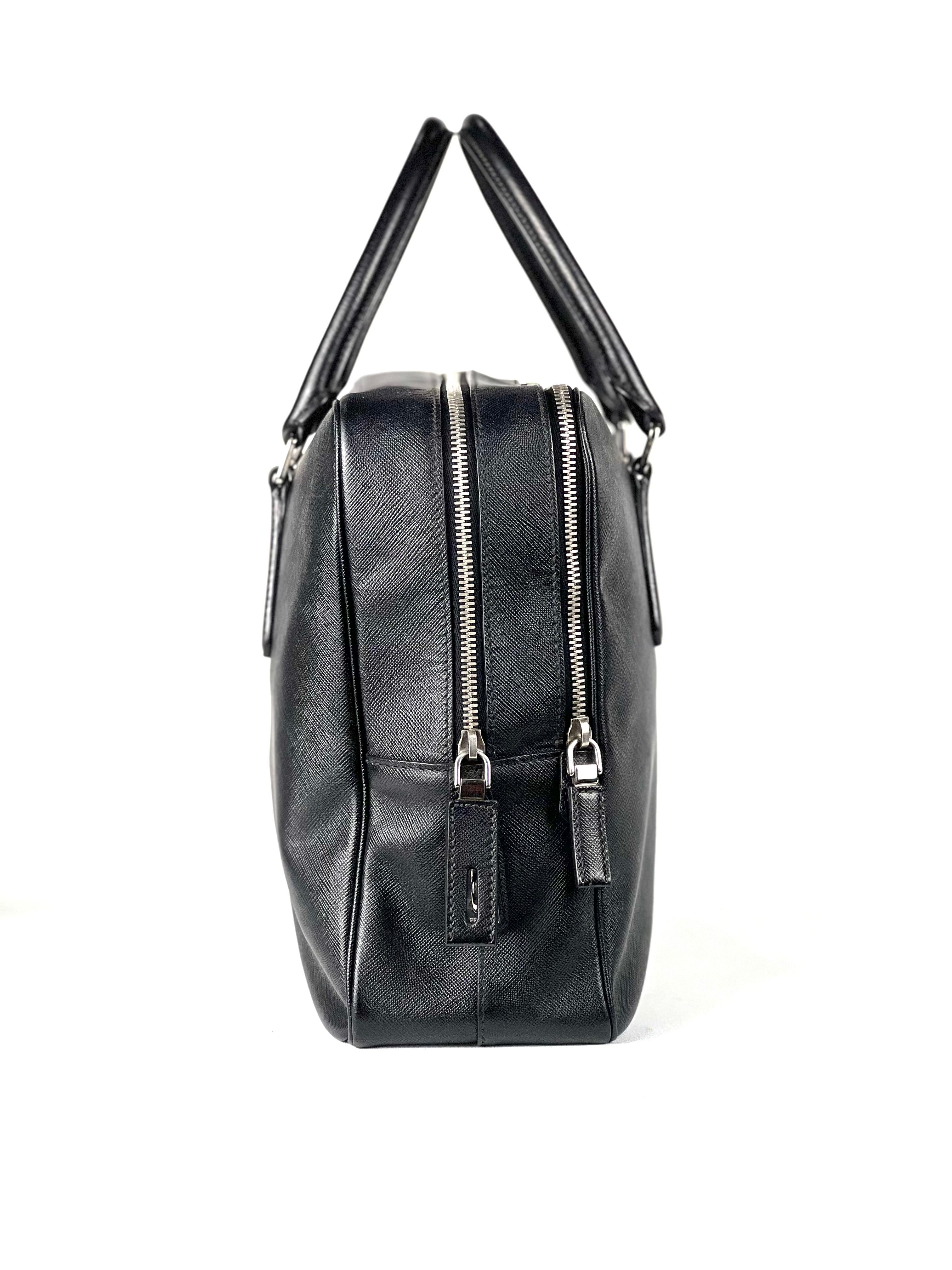 Prada Triangle Logo Saffiano Leather Briefcase