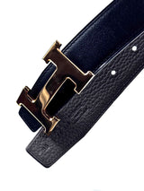 Hermes H Gold Buckle Reversible Black / Grey Belt 5