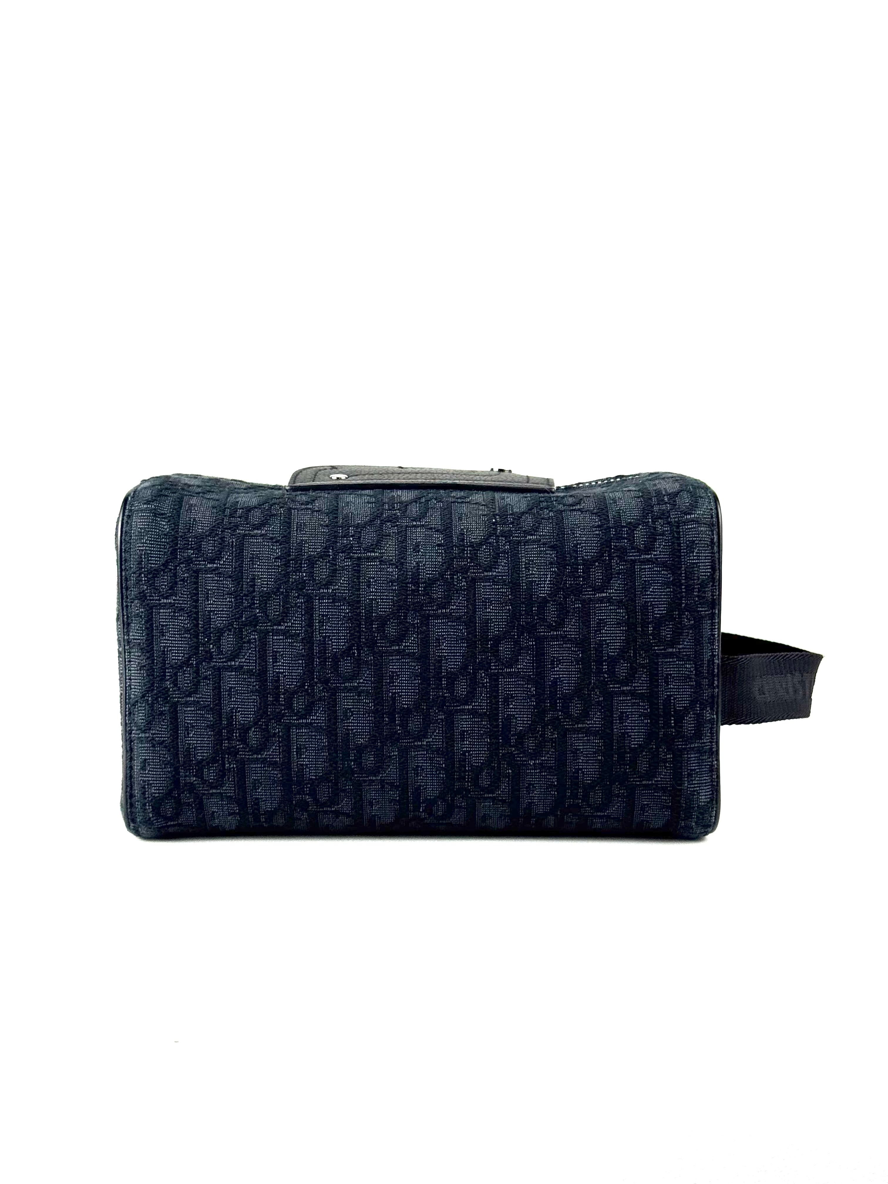 Christian Dior Oblique Jacquard Black Lingot Toiletry Pouch Bag
