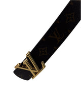 Louis Vuitton Gold Buckle Monogram Macassar Reversible Belt 6