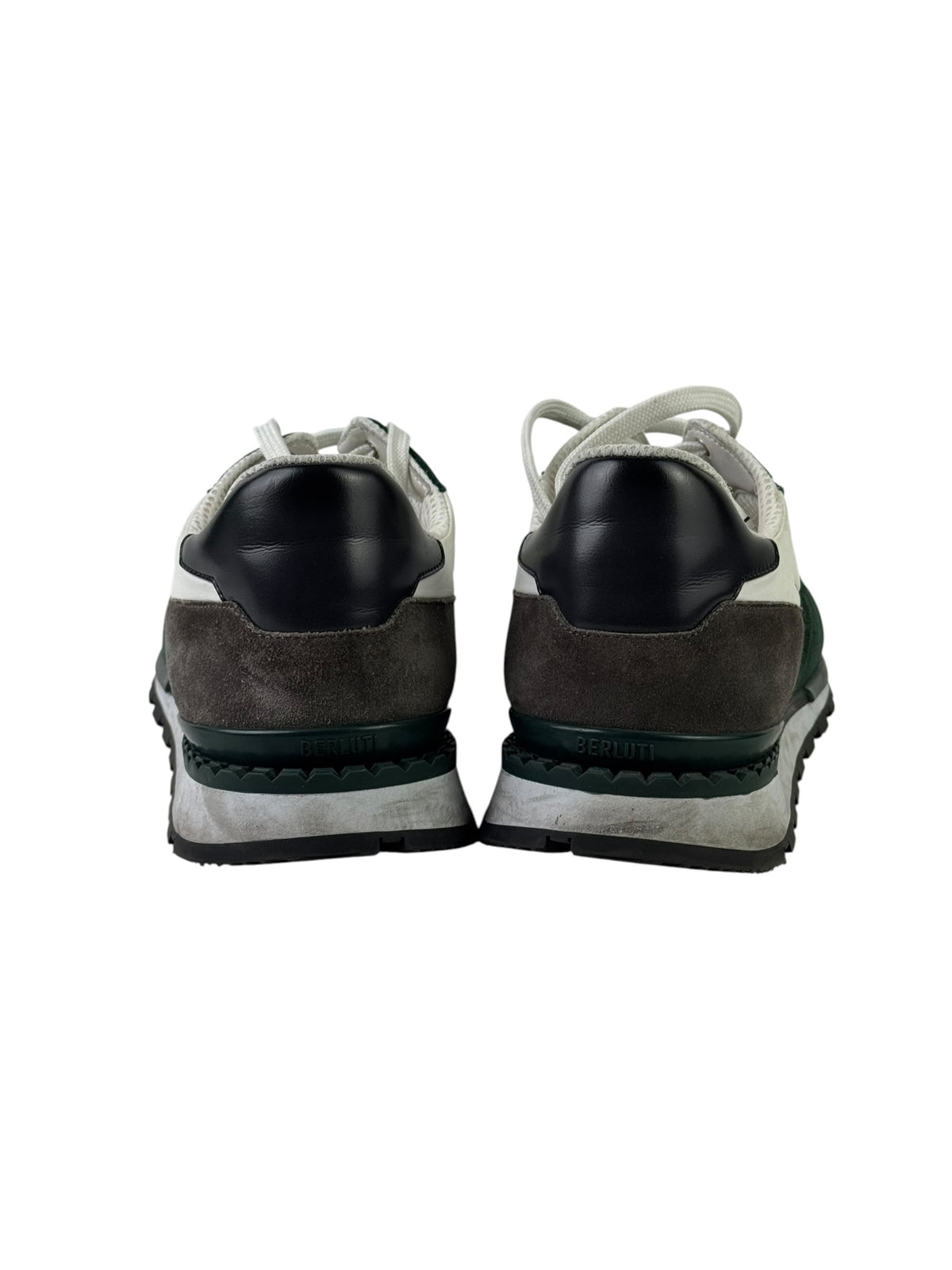 Berluti Scritto Green Suede & Leather Low Sneakers