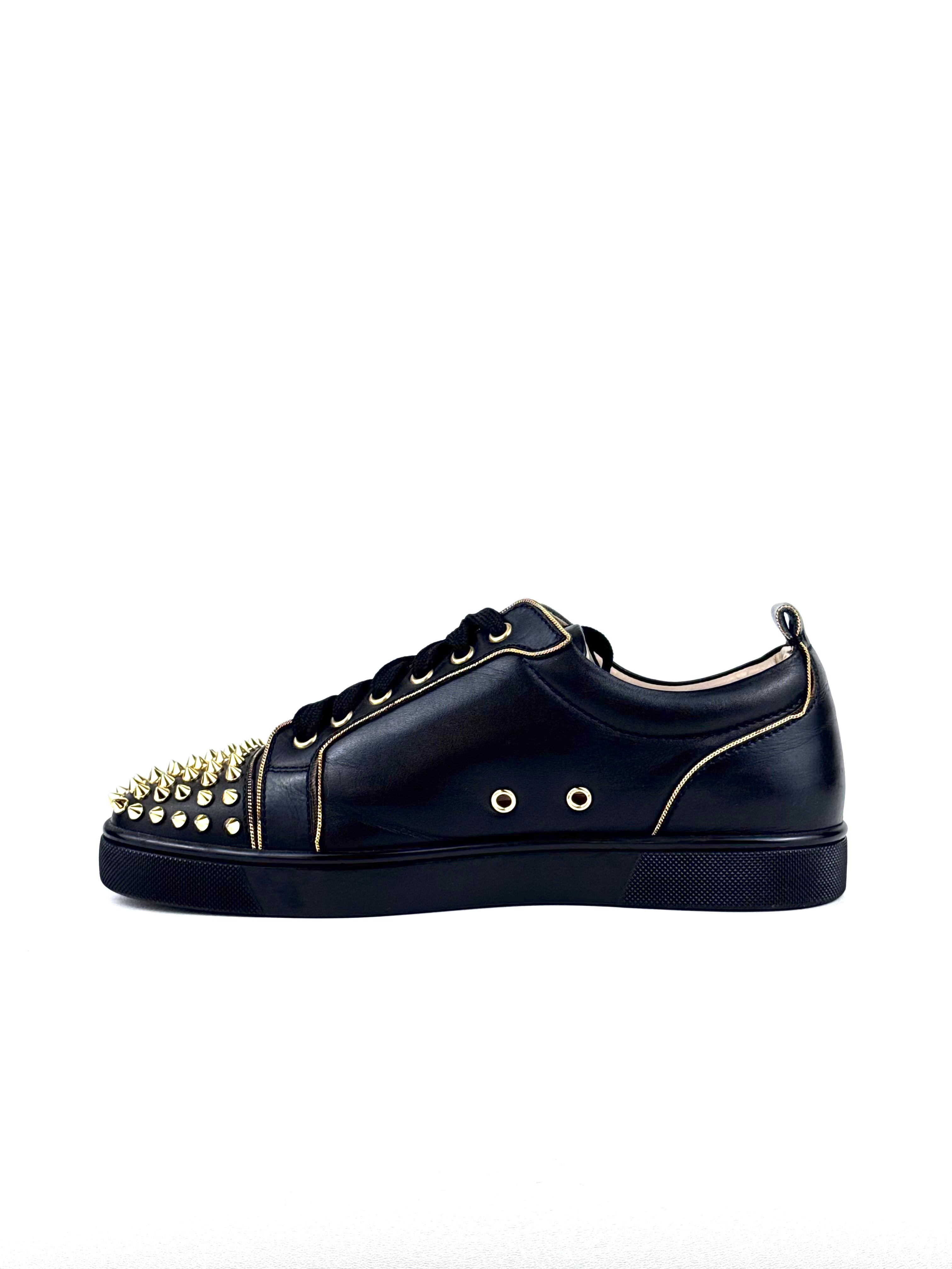 Christian Louboutin Junior Spike Calf Leather Gold Studs Sneakers