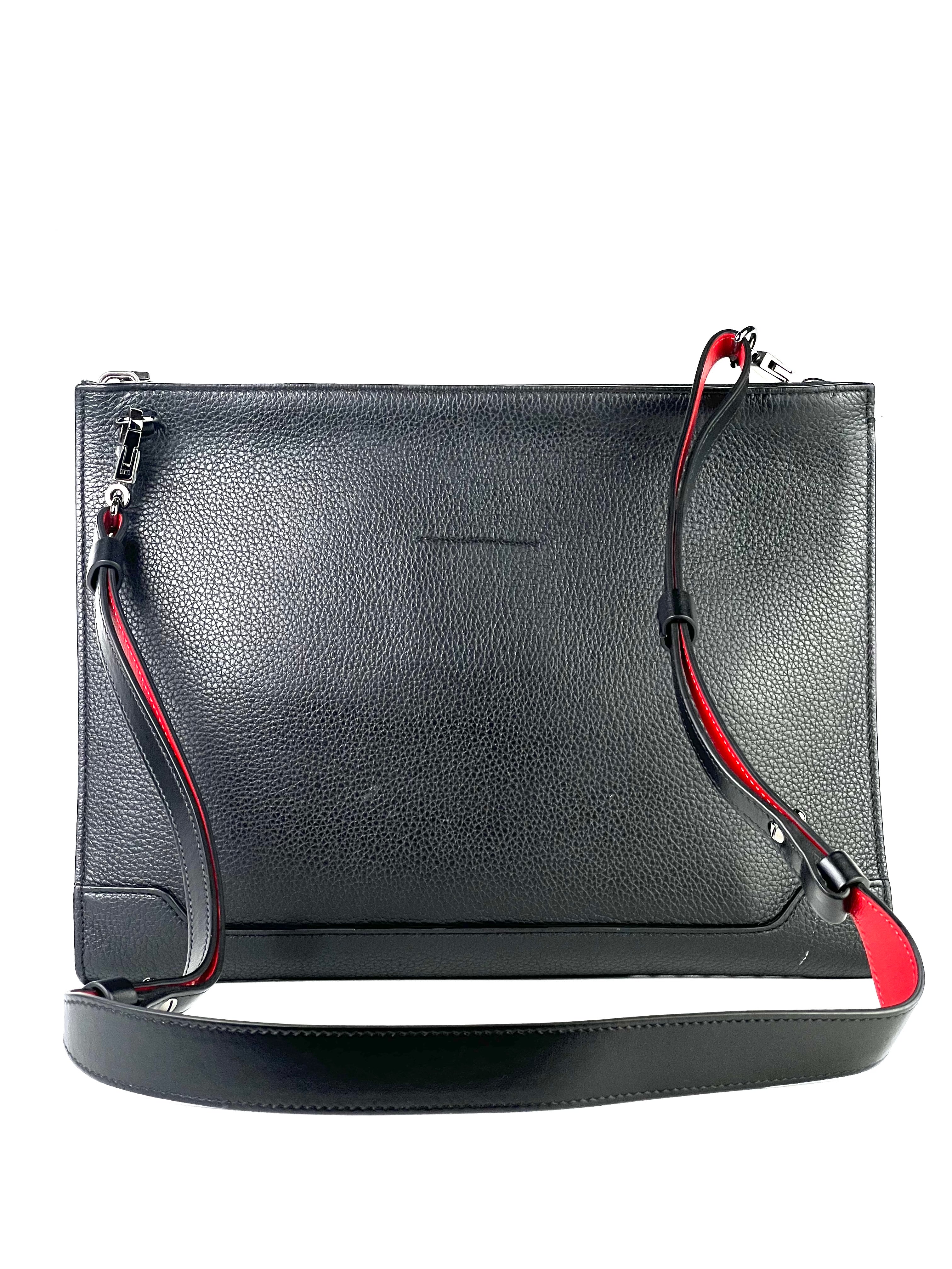 Christian Louboutin Skypouch Calf Leather Spike Black Slingbag
