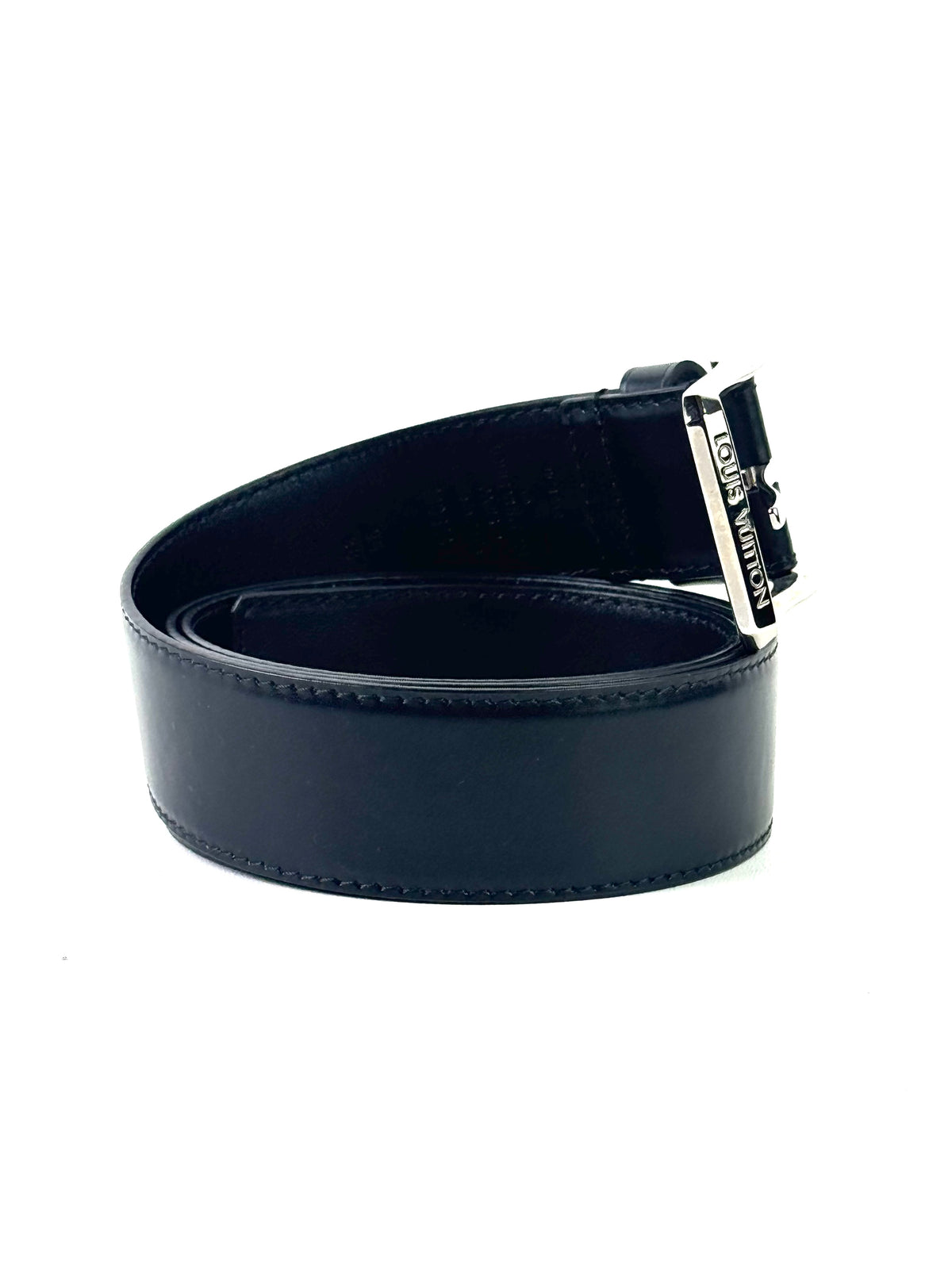 Louis Vuitton City Pin Damier Black Leather Belt