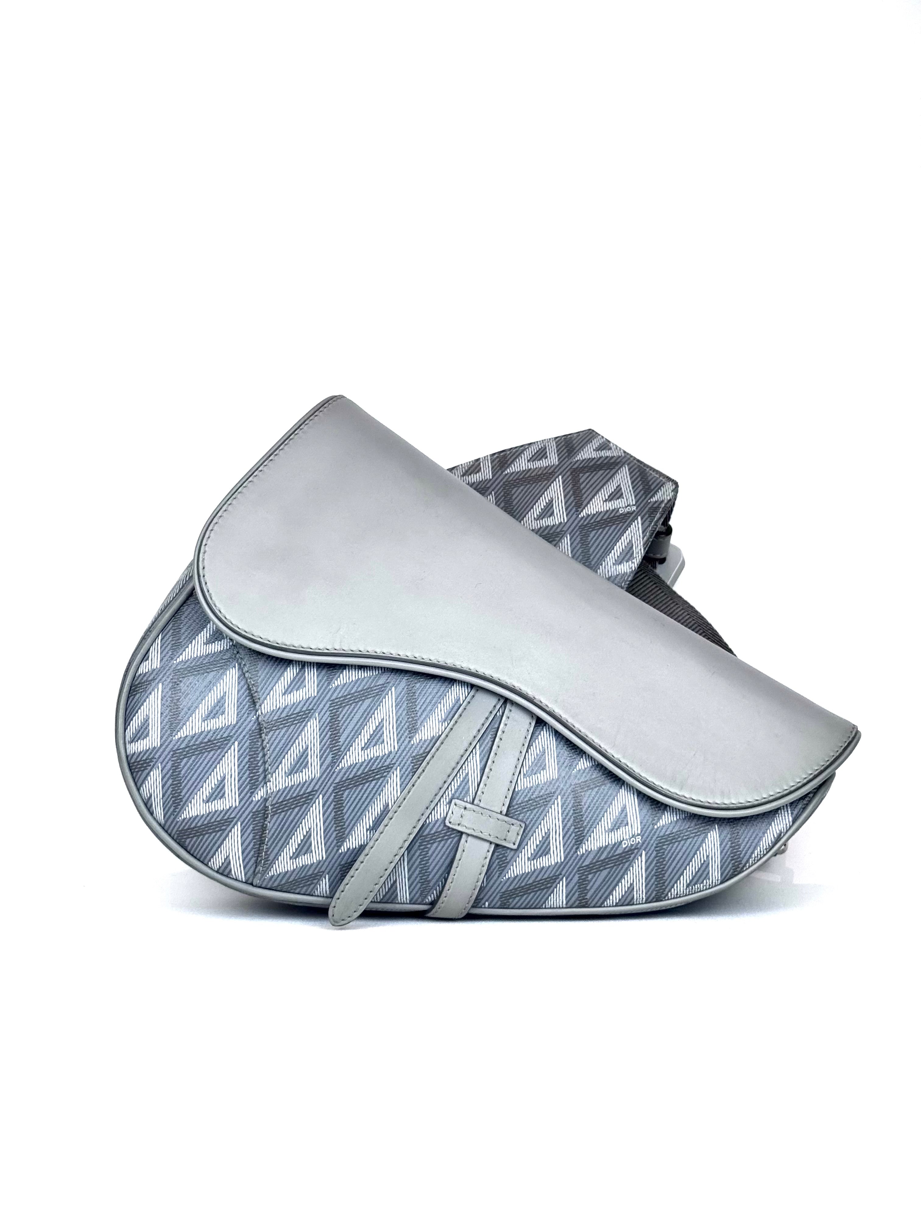 Christian Dior Saddle Diamond Grey Slingbag