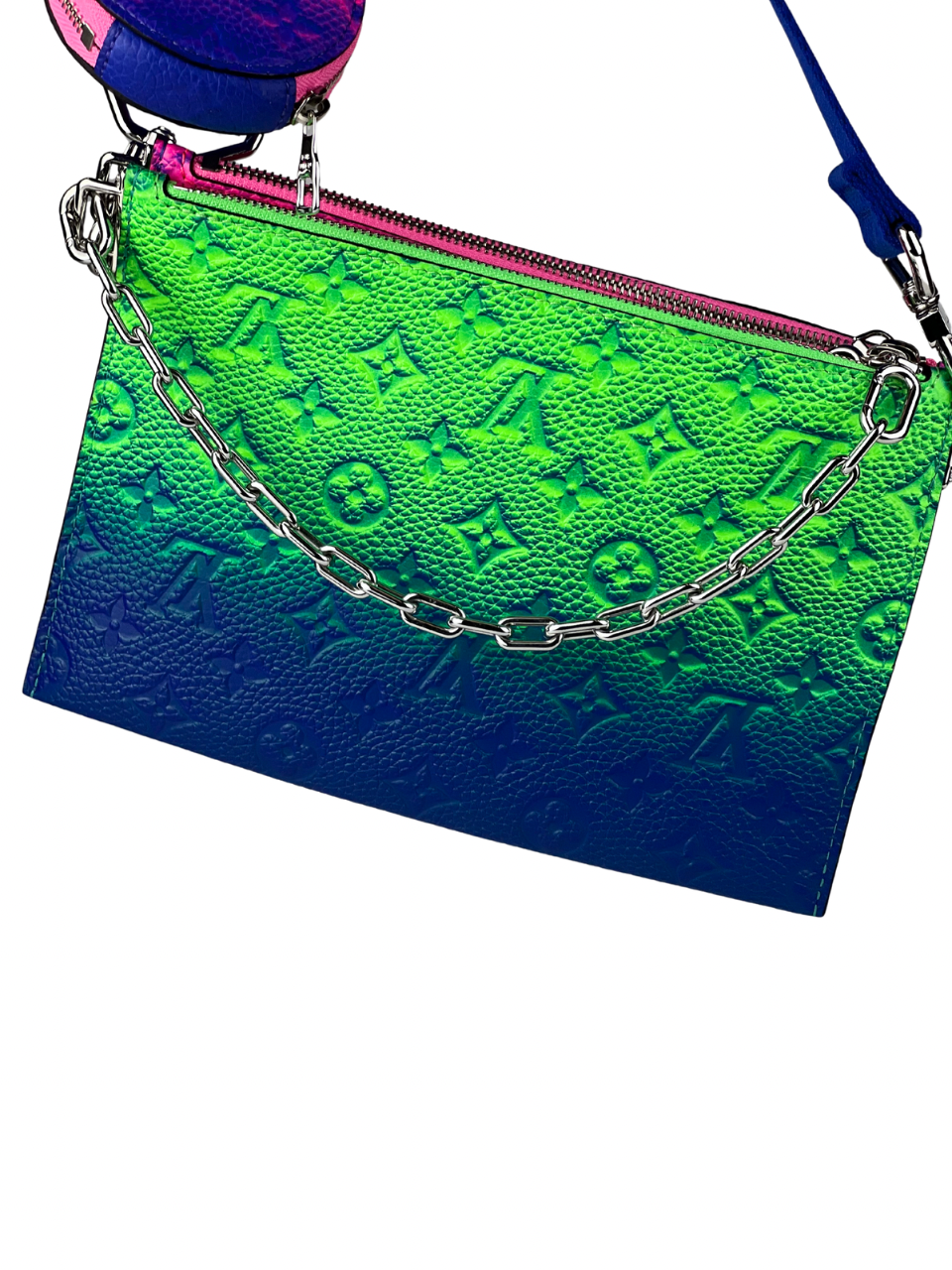 Louis Vuitton Trio Pouch Taurillon Illusion Blue / Pink Messenger Bag