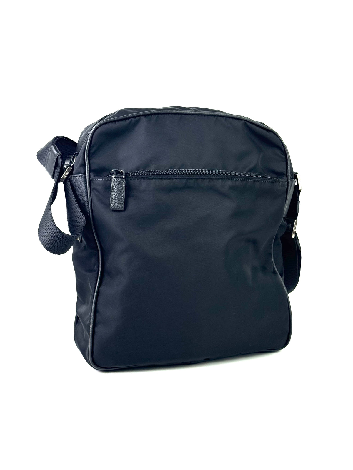 Prada Triangle Logo Nylon Black Messenger Bag