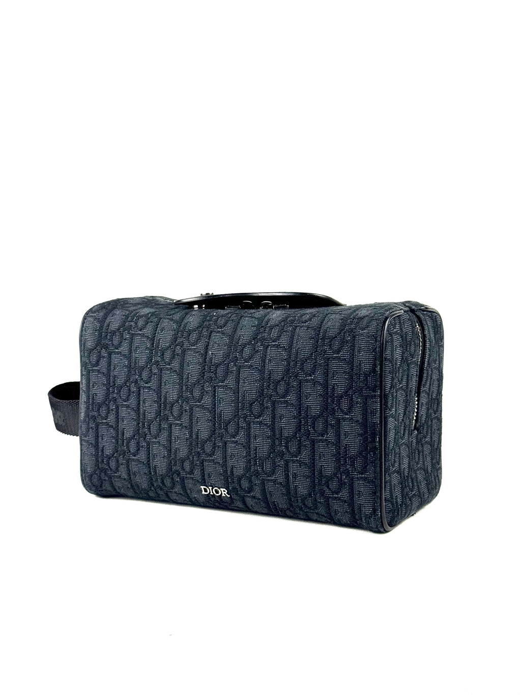 Christian Dior Oblique Jacquard Black Lingot Toiletry Pouch Bag