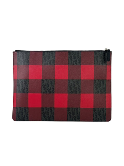 Christian Dior Homme Oblique Checkered Canvas Clutch