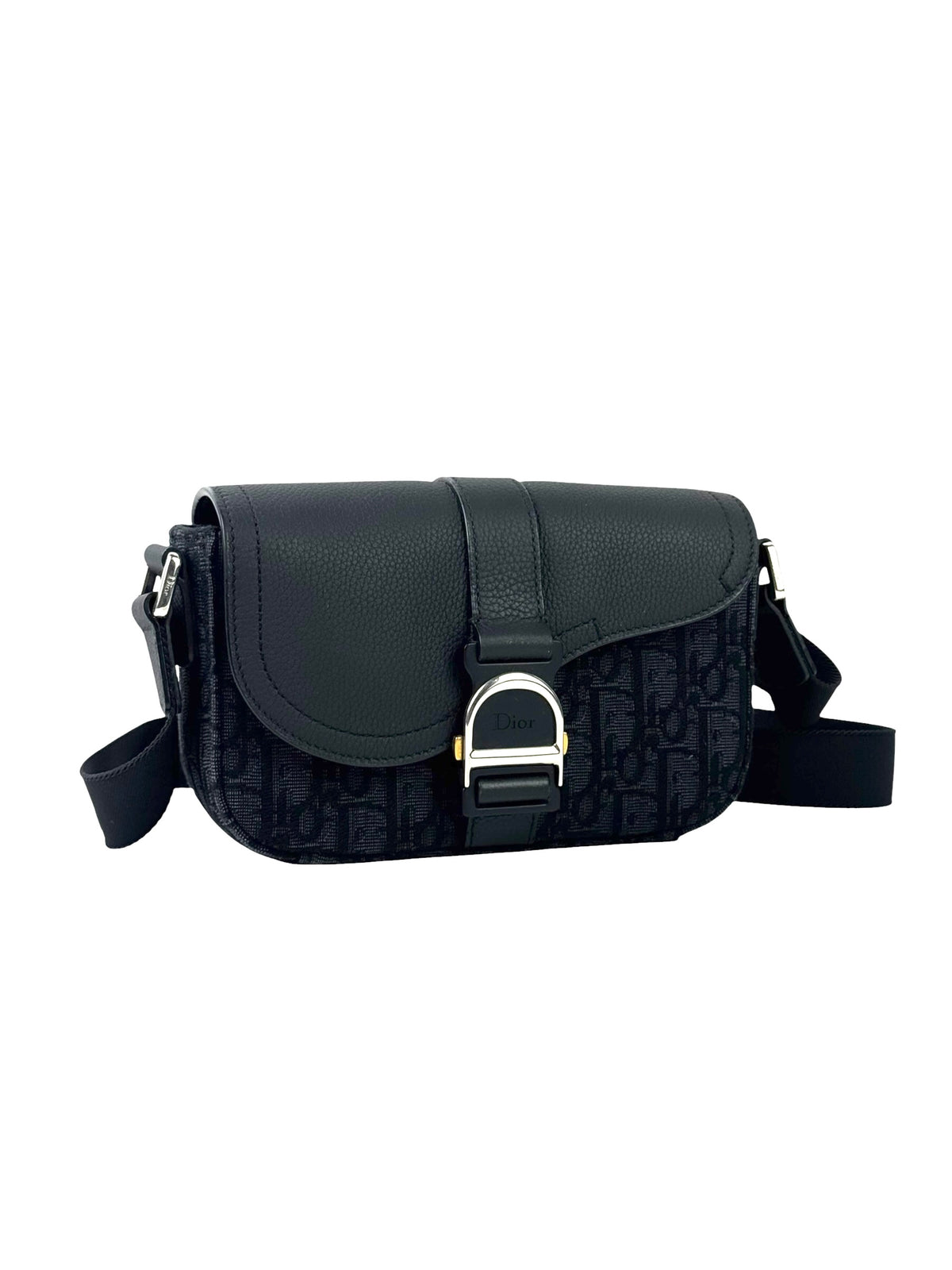 Christian Dior Heritage Saddle Grain Leather & Oblique Jacquard Slingbag