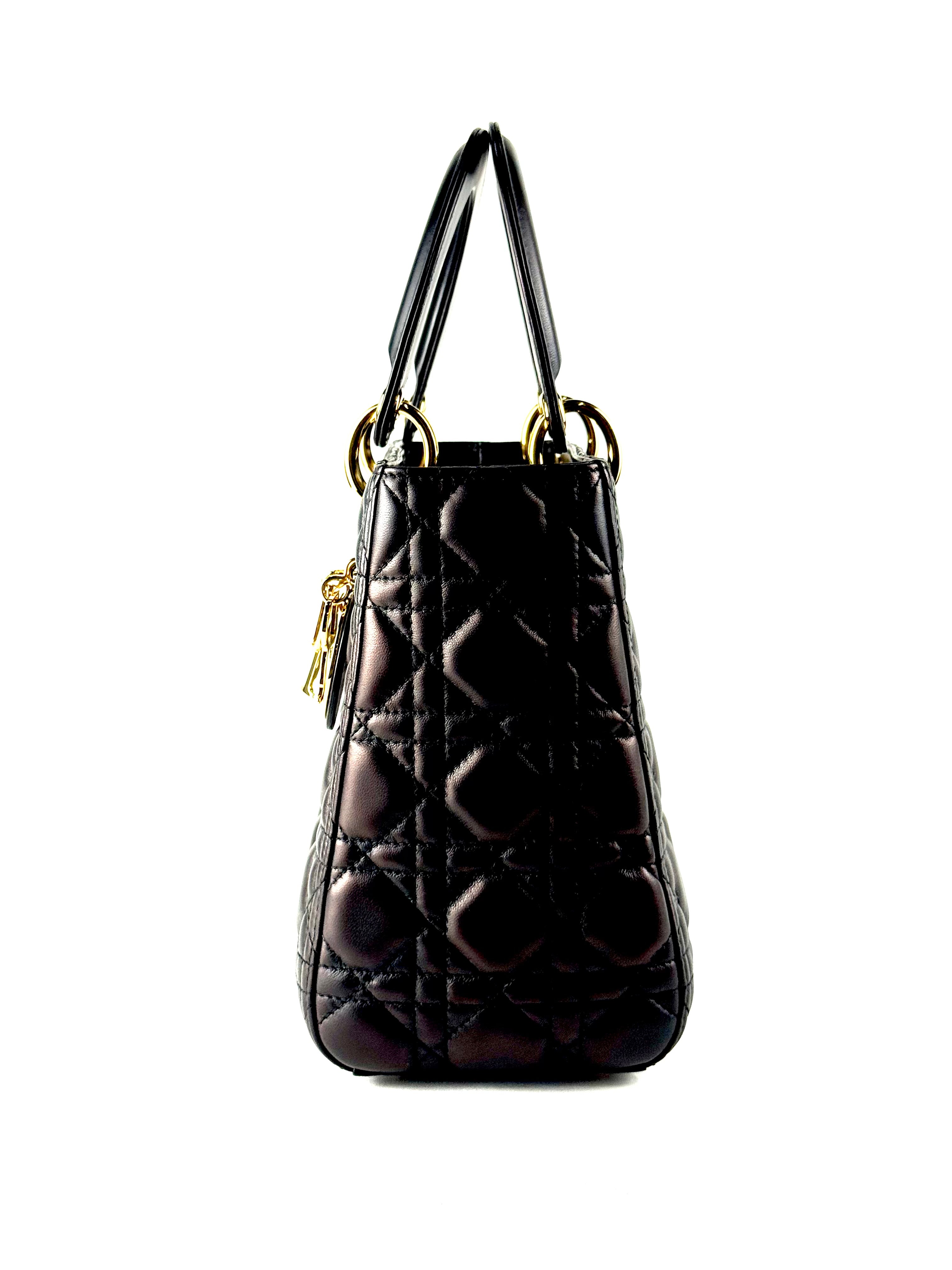 Christian Dior Medium Lady Dior Black Cannage Lambskin Bag