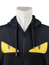 Fendi Monster Eye Leather Black Zip Hoodie 2