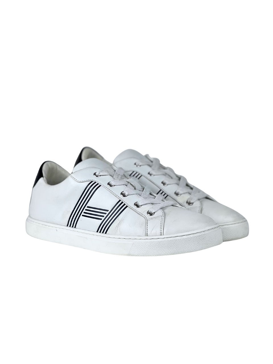 Hermès White / Black Avantage Leather Sneakers