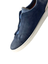 Zegna Triple Stitch Suede Navy Slip On 6